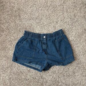 SHEIN Dark Blue Elastic Waist Denim Shorts